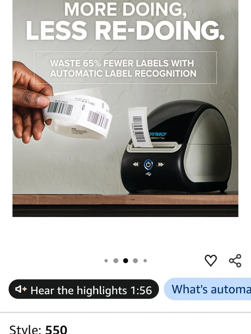 Dymo LabelWriter 550 Thermal Label Printer in Black and Gray